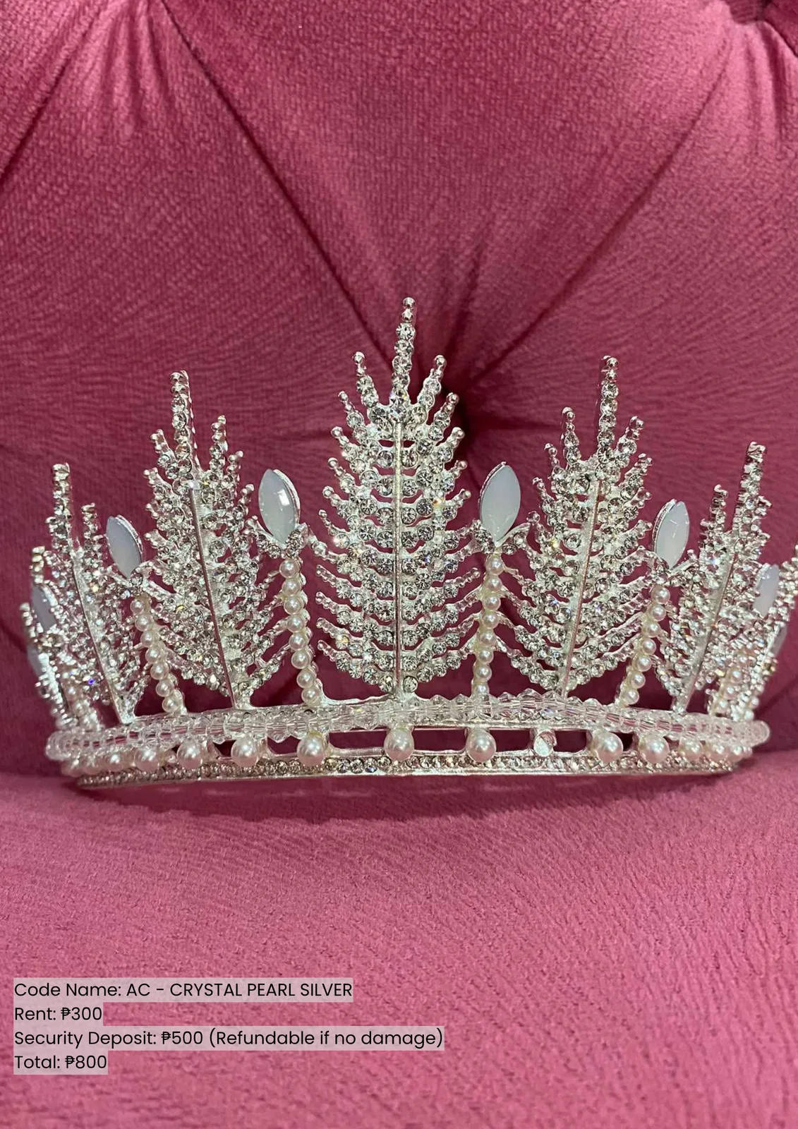 Crowns: Ac Crystal Pearl Silver