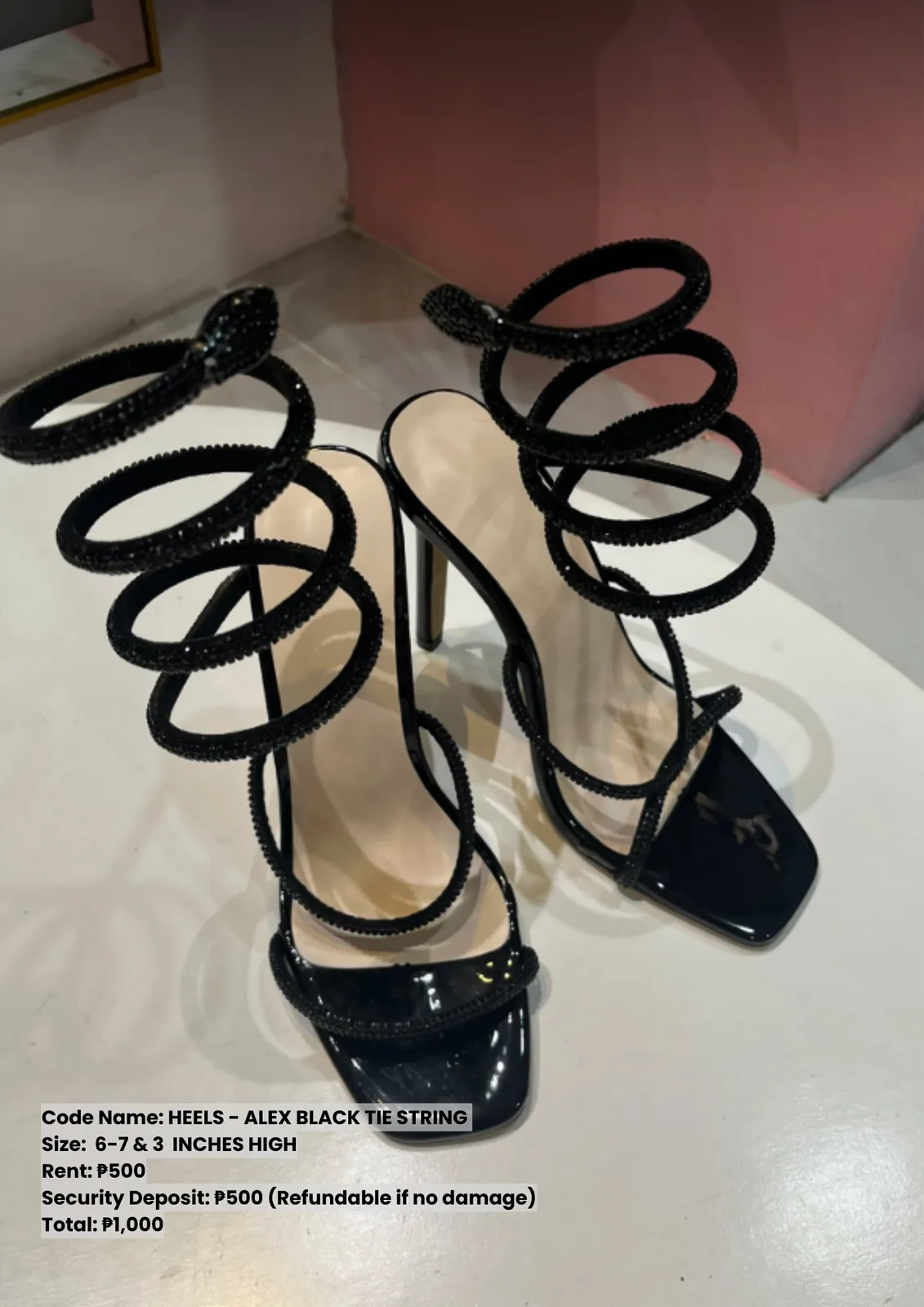 Heels: Alex Black Tie String