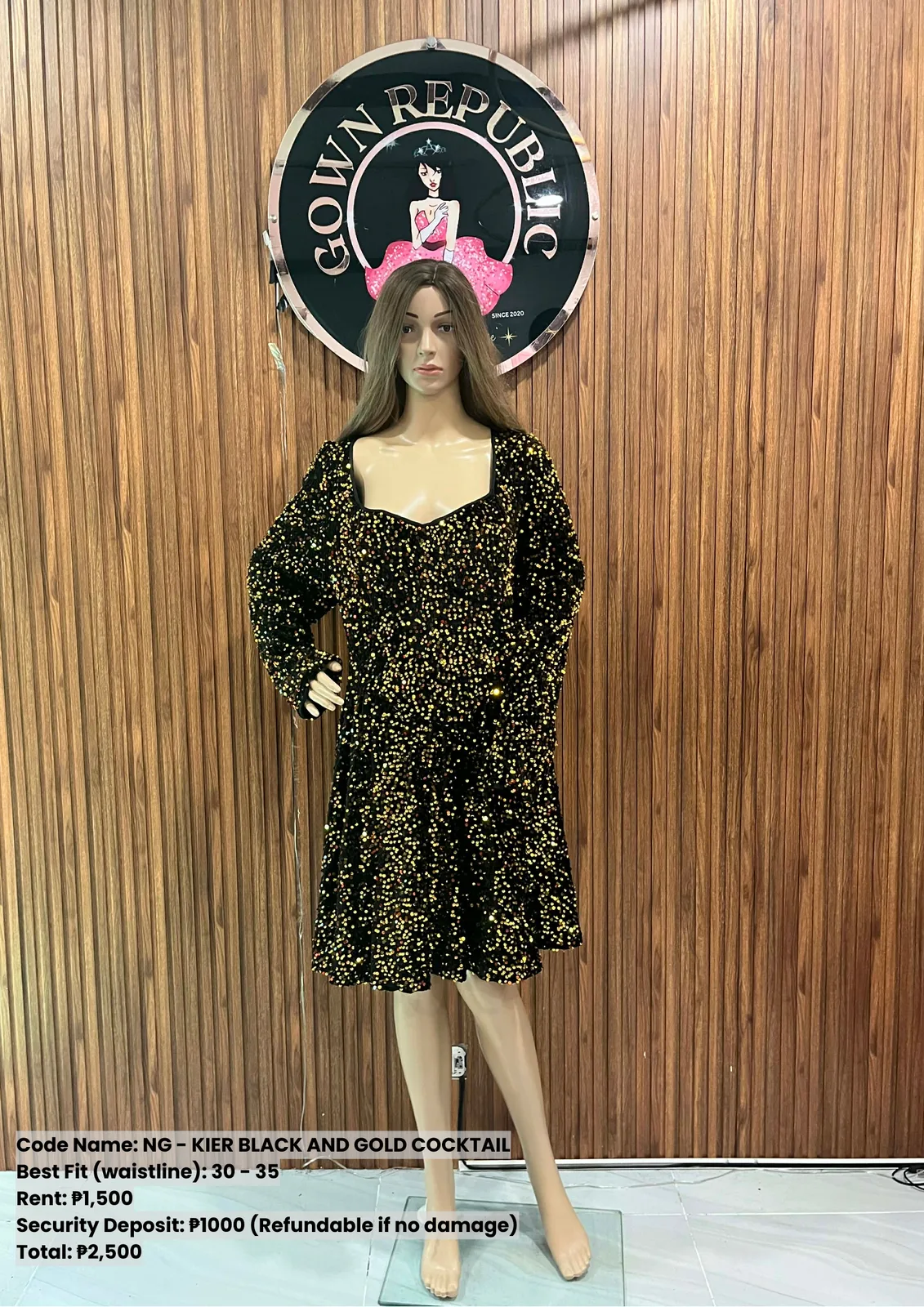 Ninang Gowns: Kier Black and Gold Cocktail
