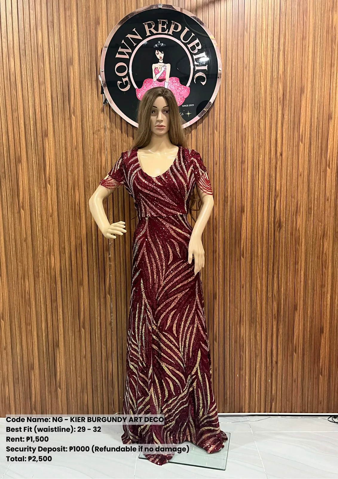 Ninang Gowns: Kier Burgundy Art Deco