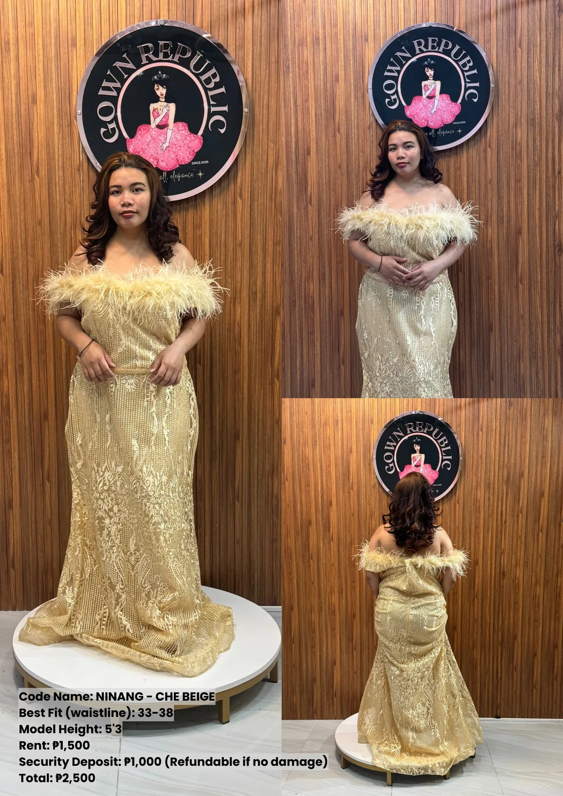 Ninang Gowns: Kier Gold Feather 2XL
