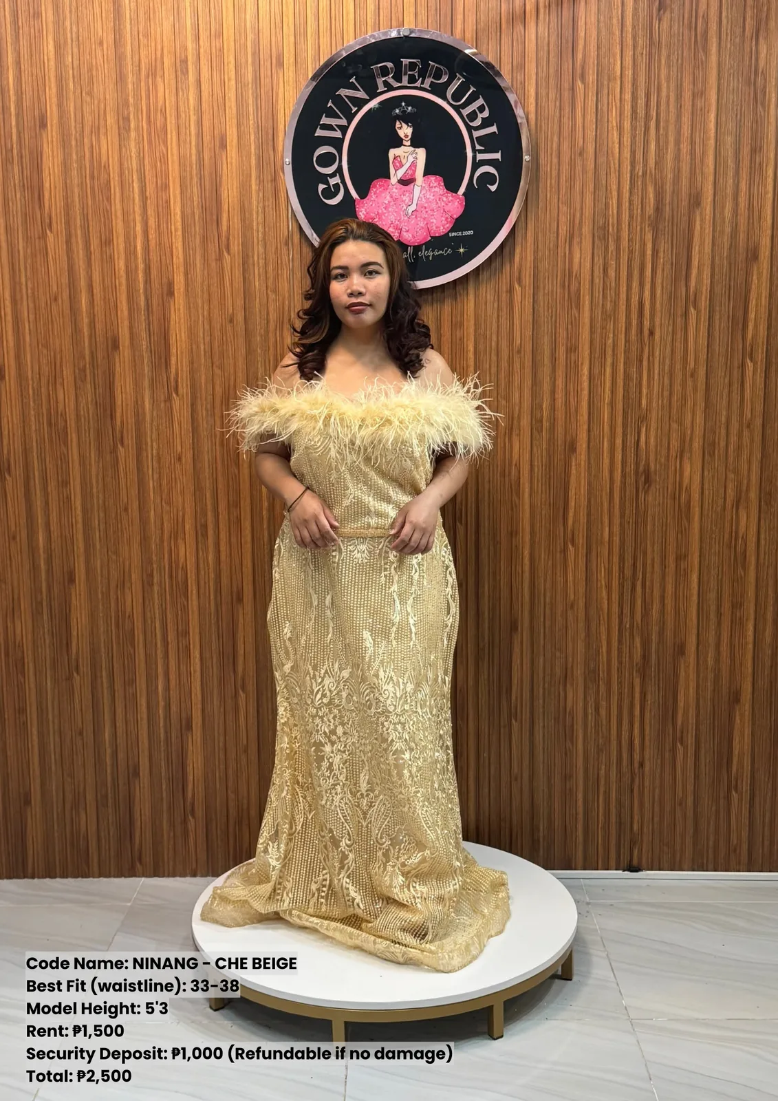 Ninang Gowns: Kier Gold Feather 2XL