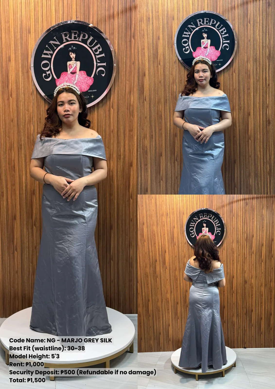 Ninang Gowns: Marjo Grey Silk