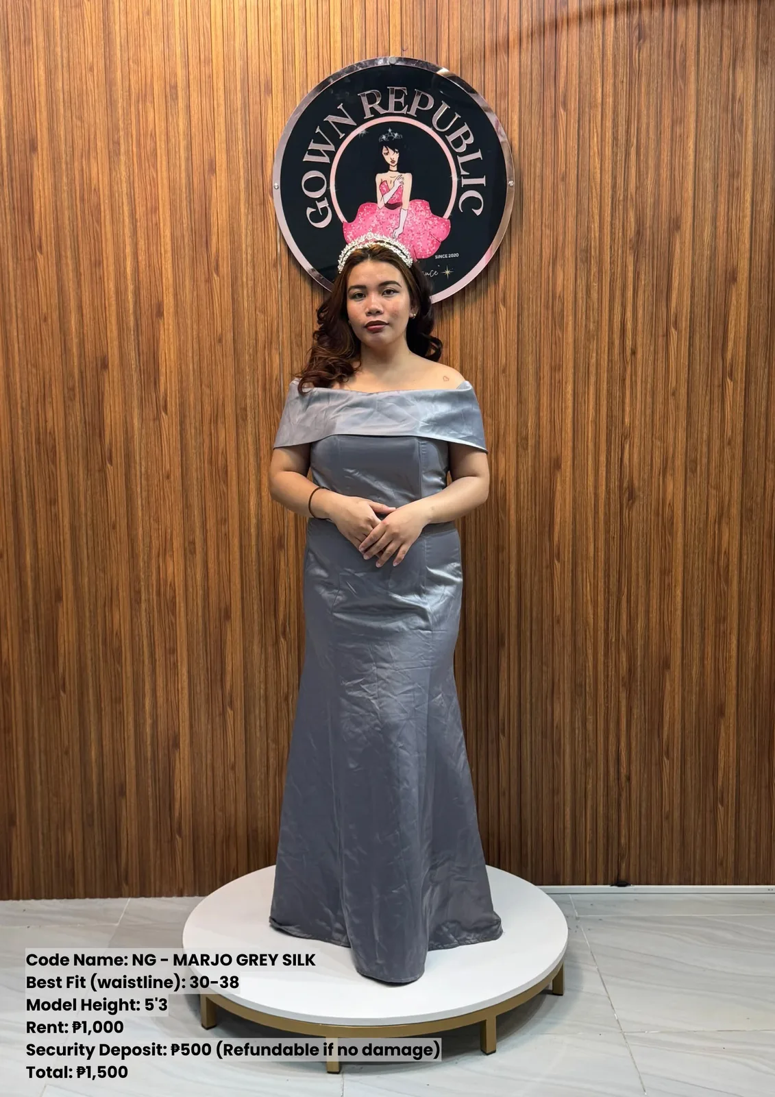 Ninang Gowns: Marjo Grey Silk