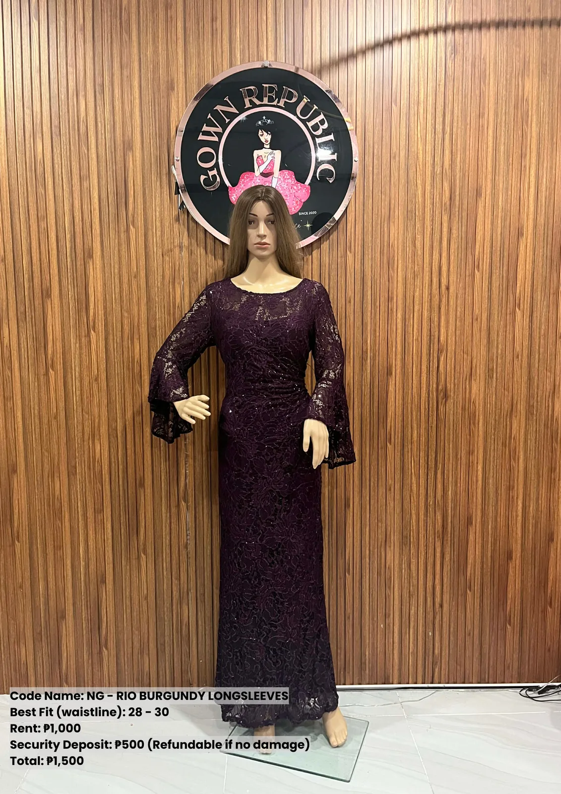 Ninang Gowns: Rio Burgundy Longsleeves