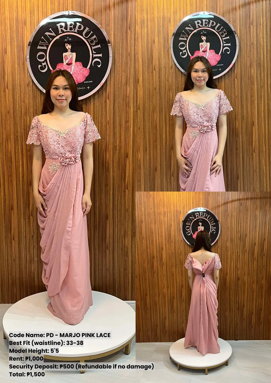 Ninang Gowns: Pd Marjo Pink Lace Back