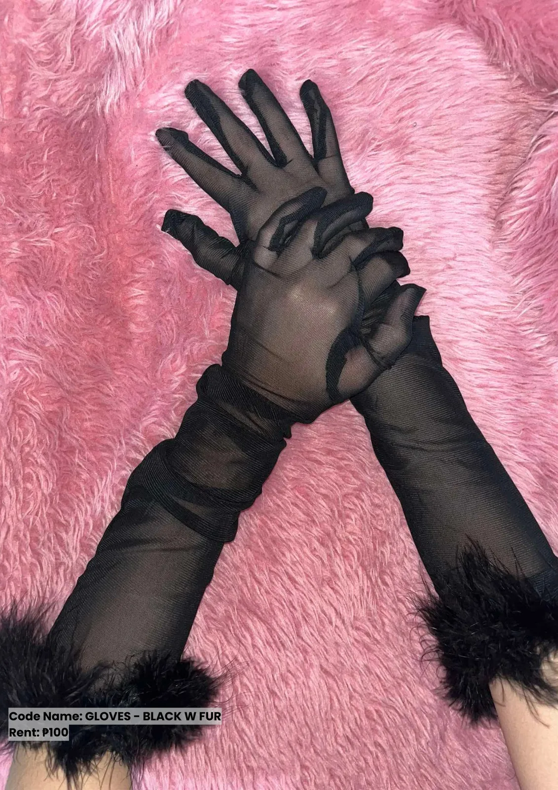 Others: Gloves Black W Fur