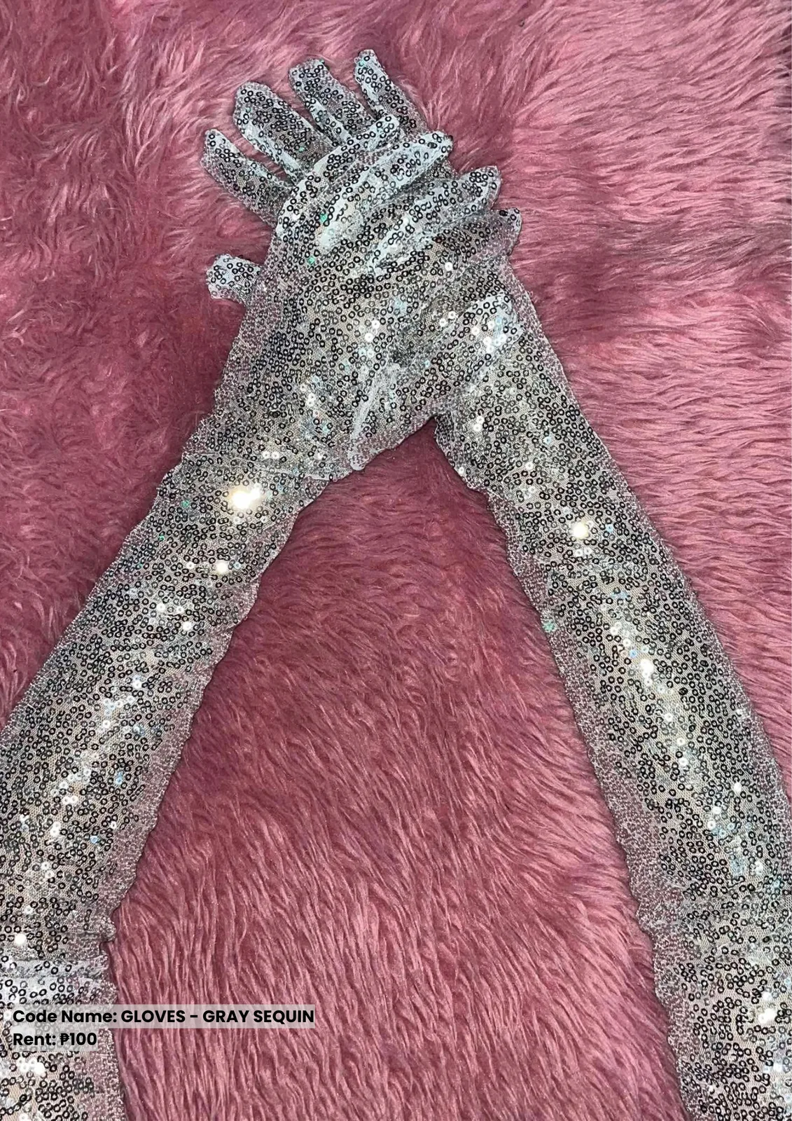 Others: Gloves Gray Sequin