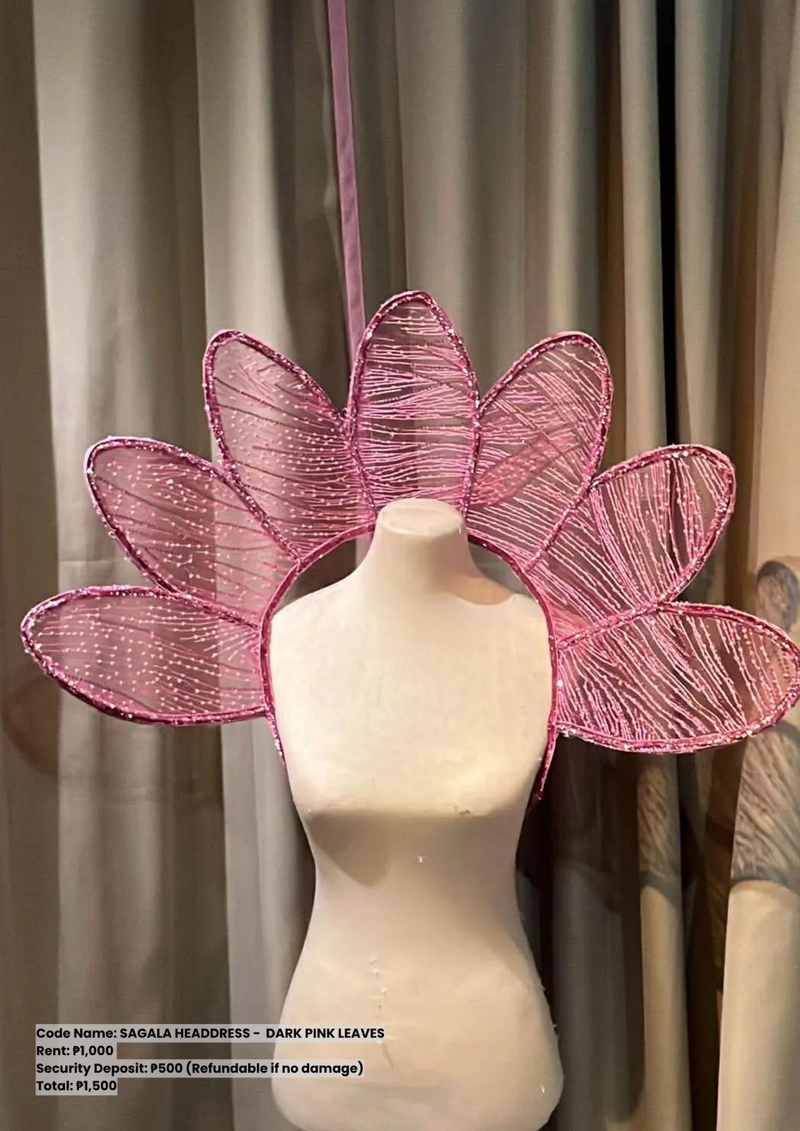 Sagala Headdresses: Dark Pink Leaves