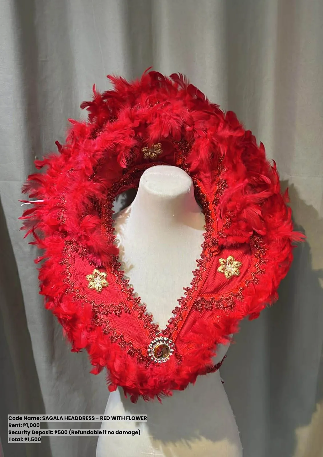 Sagala Headdresses: Headdress Red with Flower